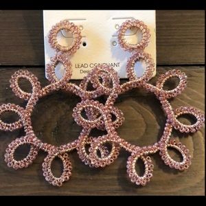 Rose Gold Pink Beaded Earrings